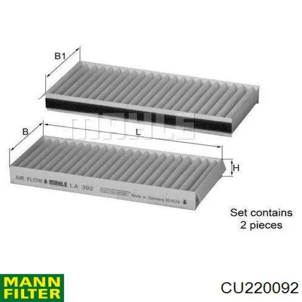 CU220092 Mann-Filter filtro habitáculo