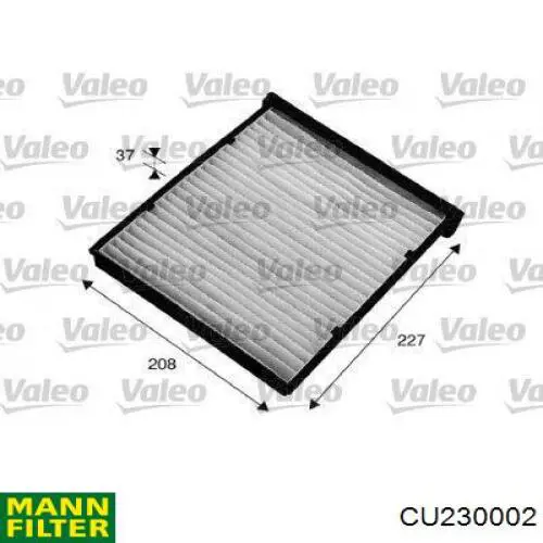 Filtro de cabina Mann-Filter CU230002 precio, desde 11,69 EUR
