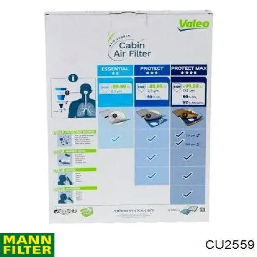 Filtro de cabina Mann-Filter CU2559 precio, desde 8,97 EUR