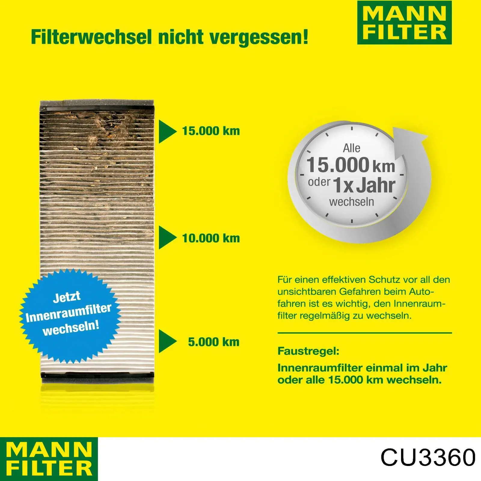 CU3360 Mann-Filter filtro de habitáculo