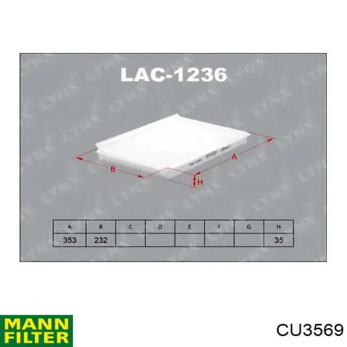 Comprar CU3569 Mann-Filter Filtro de aire del habitáculo