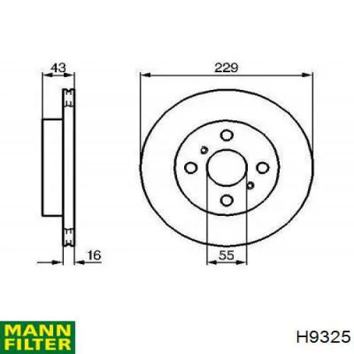 H9325 Mann-Filter filtro de aceite