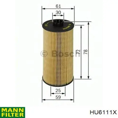 HU6111X Mann-Filter filtro de aceite