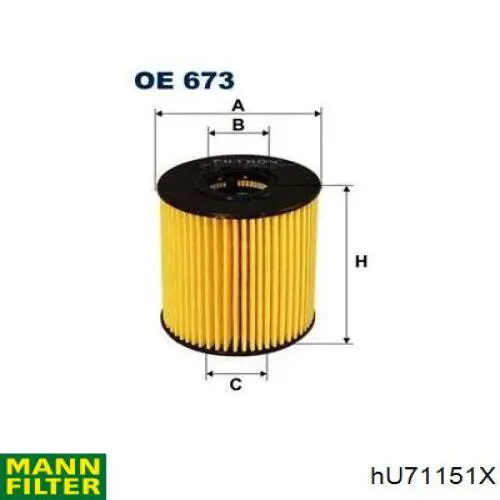Filtro de aceite MANN HU71151X