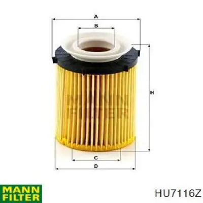 HU7116Z Mann-Filter filtro de aceite