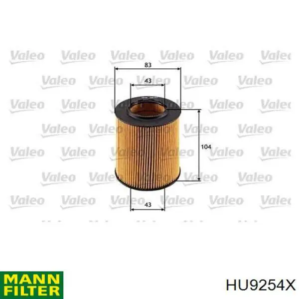HU9254X Mann-Filter filtro de aceite
