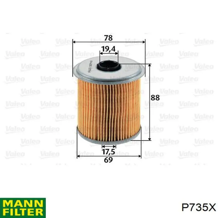 P735X Mann-Filter filtro de combustible