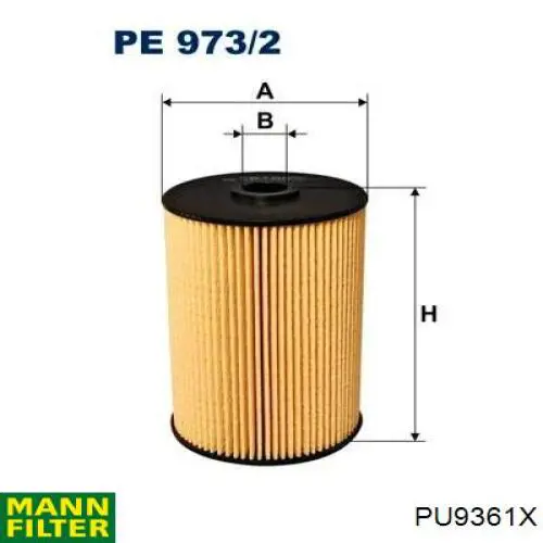 PU9361X Mann-Filter filtro combustible