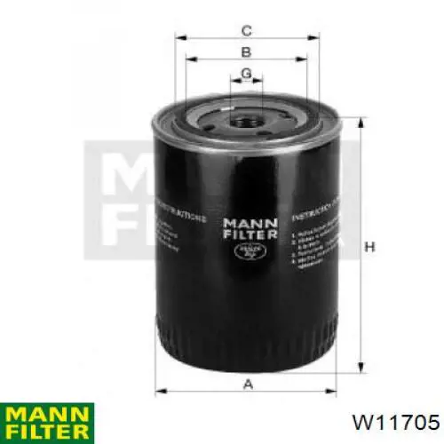Filtro de aceite Mann-Filter W11705 precio, desde 27,33 EUR