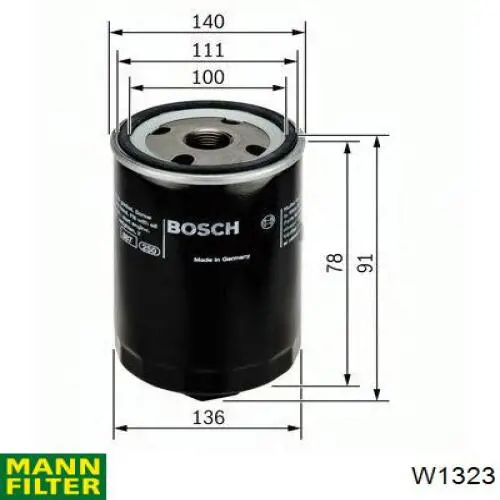 W1323 Mann-Filter filtro de aceite