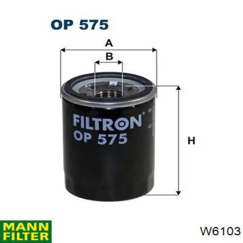 Filtro de aceite W6103 Mann-Filter