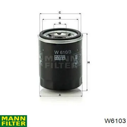 Filtro de aceite Mann-Filter W6103 precio, desde 5,34 EUR
