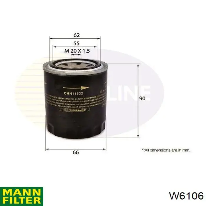 Comprar W6106 Mann-Filter Filtros de aceite