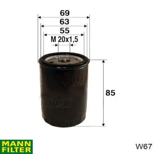 Filtro de aceite Mann-Filter W67 precio, desde 5,40 EUR