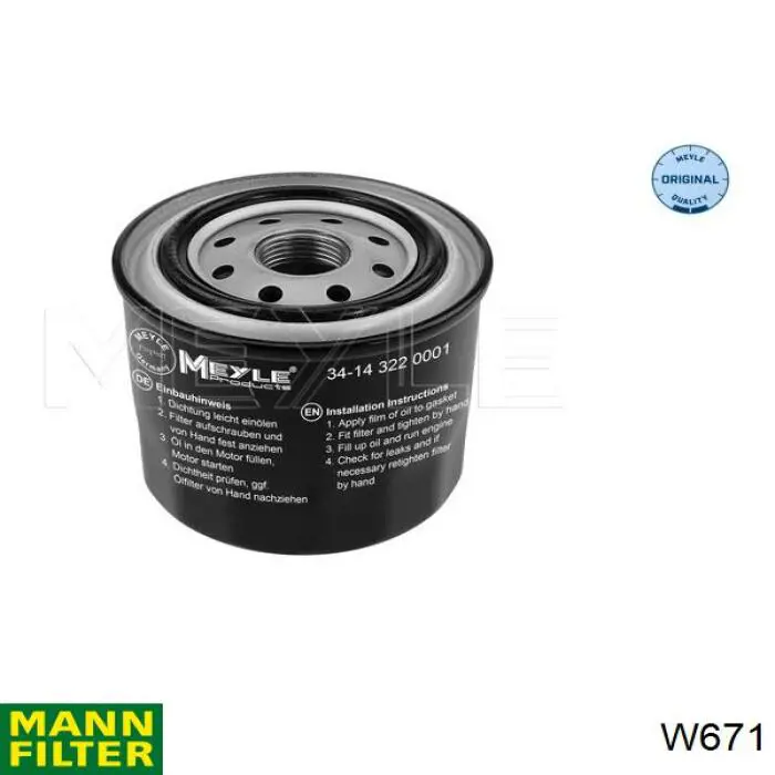 W671 Mann-Filter filtro de aceite