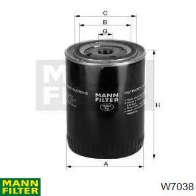 Filtro de aceite Mann-Filter W7038 precio, desde 6,83 EUR