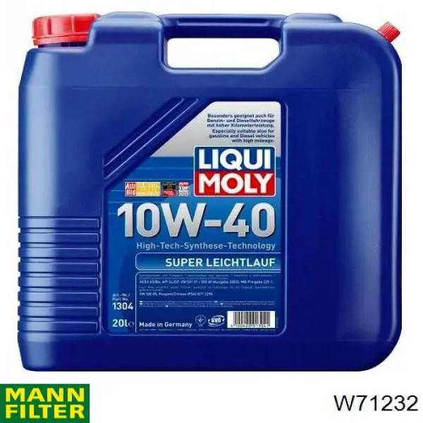 W71232 Mann-Filter filtro de aceite
