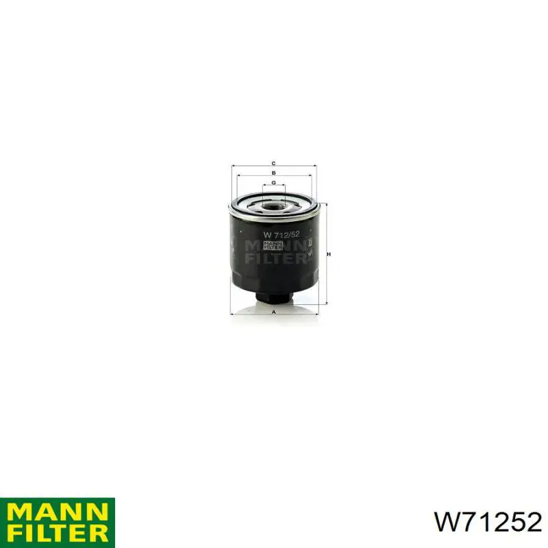 W71252 Mann-Filter filtro de aceite