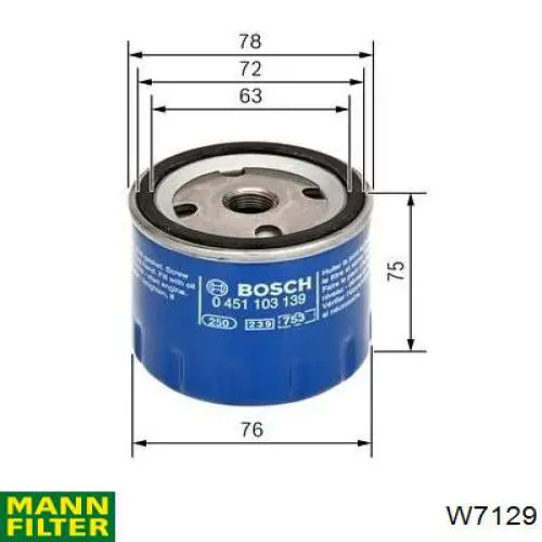 Filtro de aceite W7129 Mann-Filter