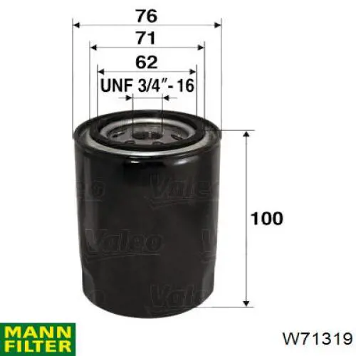 Filtro de aceite Mann-Filter W71319
