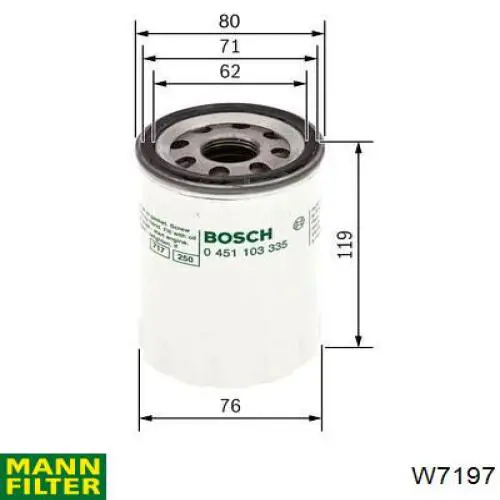 Filtro de aceite Mann-Filter W7197 precio, desde 10,16 EUR