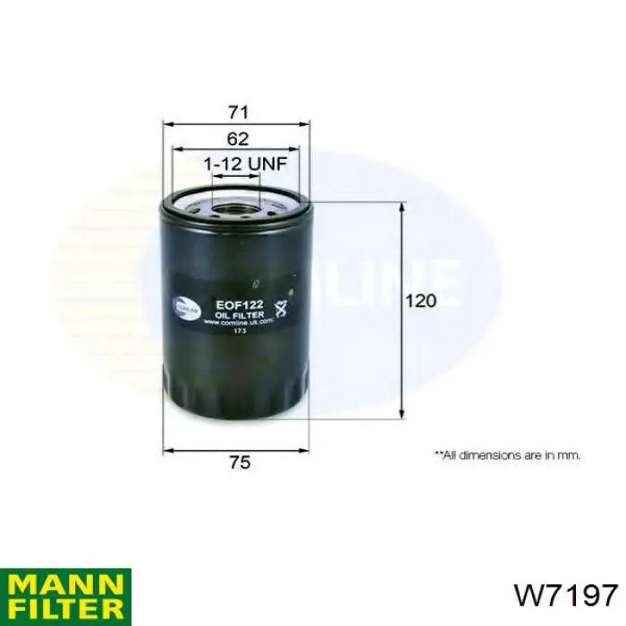 W7197 Mann-Filter Filtro aceite