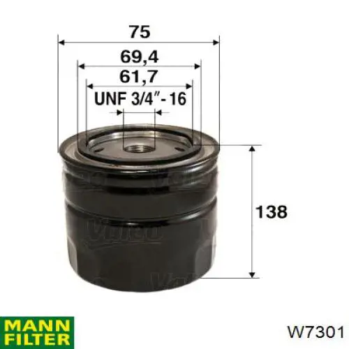 W7301 Mann-Filter filtro de aceite
