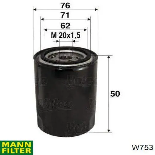 W753 Mann-Filter filtro de aceite