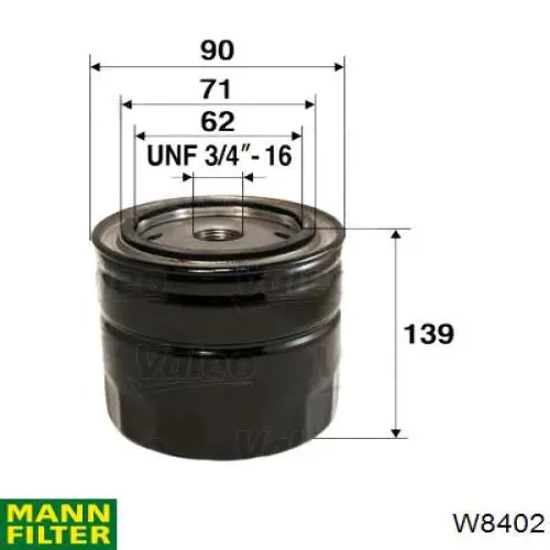 W8402 Mann-Filter filtro de aceite