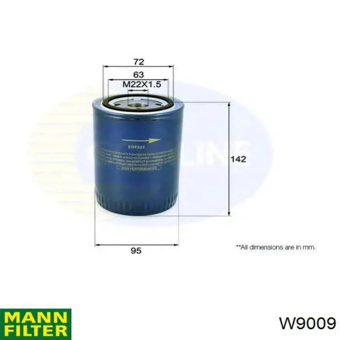 W9009 Mann-Filter filtro de aceite