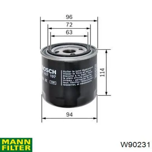 W90231 Mann-Filter Filtro hidráulico transmisión automática