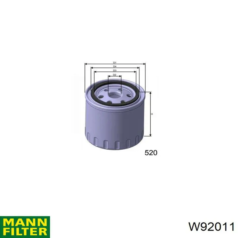 Filtro de aceite W92011 Mann-Filter