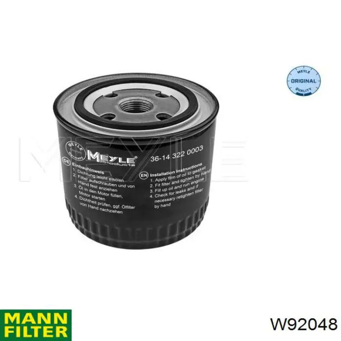 W92048 Mann-Filter filtro de aceite