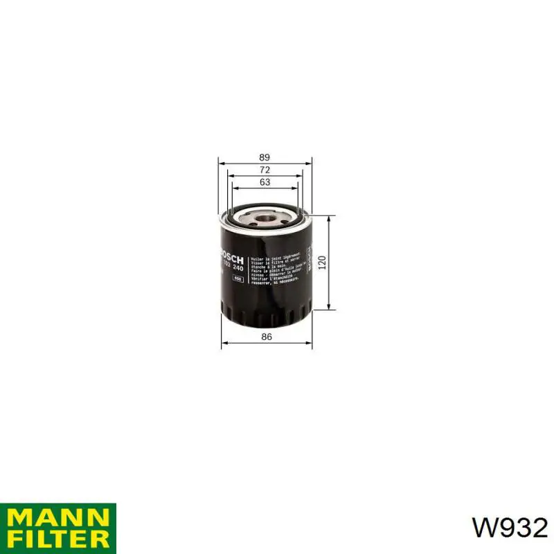 W932 Mann-Filter filtro de aceite