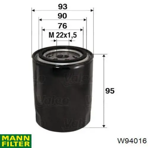 W94016 Mann-Filter filtro de aceite