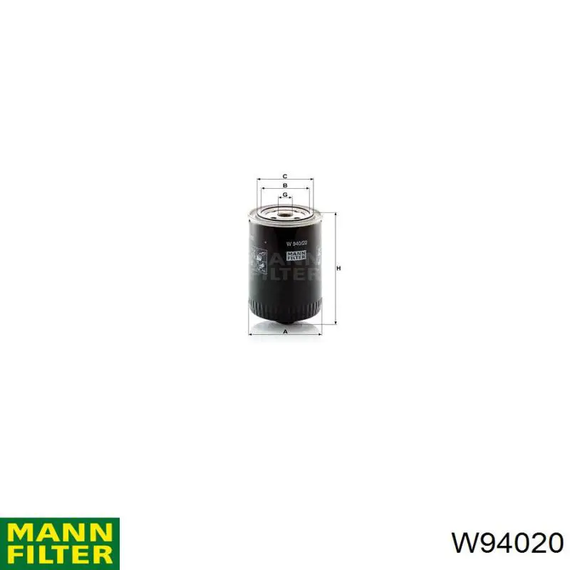 W94020 Mann-Filter filtro de aceite