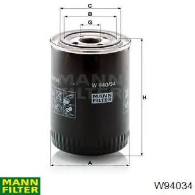 W94034 Mann-Filter filtro de aceite