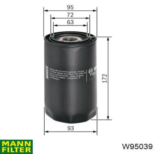 Filtro de aceite Mann-Filter W95039 precio, desde 10,97 EUR