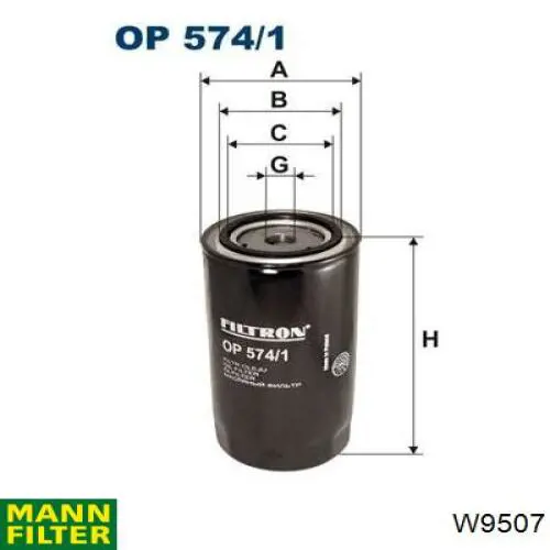 W9507 Mann-Filter filtro de aceite