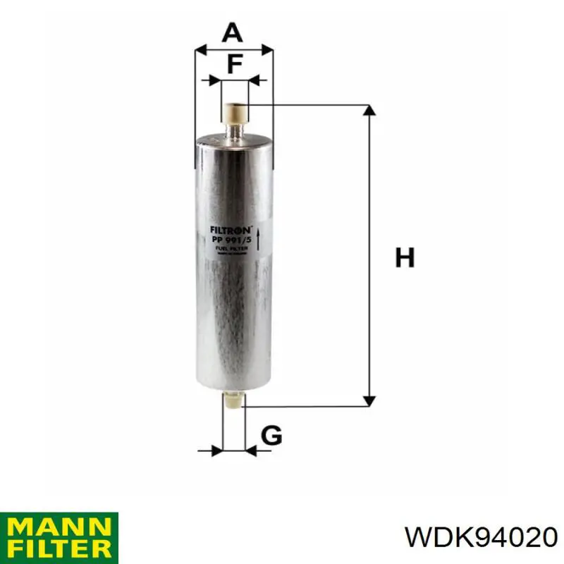 WDK94020 Mann-Filter filtro combustible