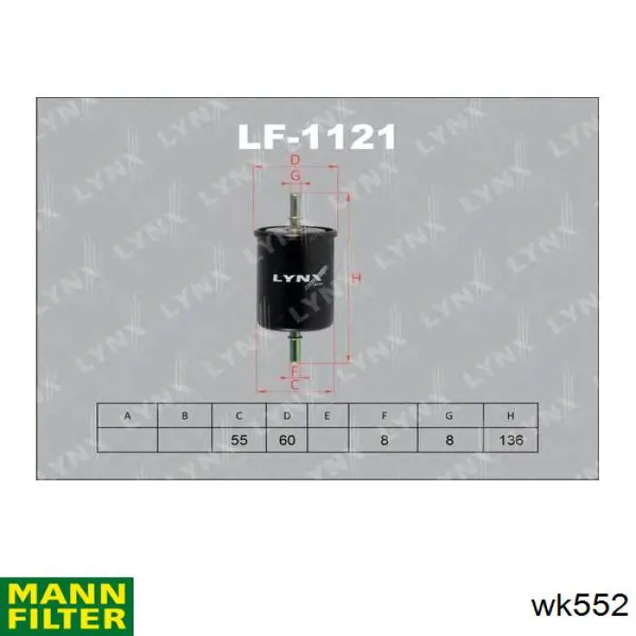 Filtro combustible Chevrolet Aveo 2 T250, T255