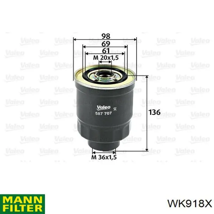 WK918X Mann-Filter filtro combustible