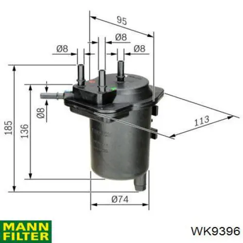 Filtro de gasoil Mann-Filter WK9396
