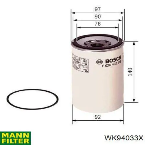 WK94033X Mann-Filter filtro combustible