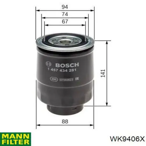 WK9406X Mann-Filter filtro combustible