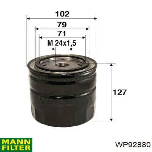 WP92880 Mann-Filter filtro de aceite