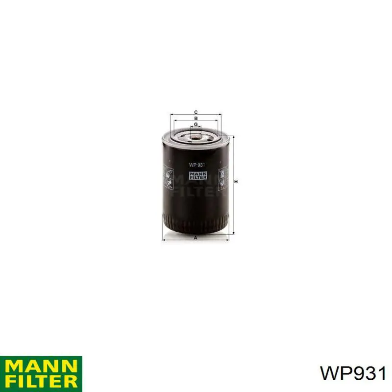 Filtro de aceite Mann-Filter WP931 precio, desde 10,86 EUR