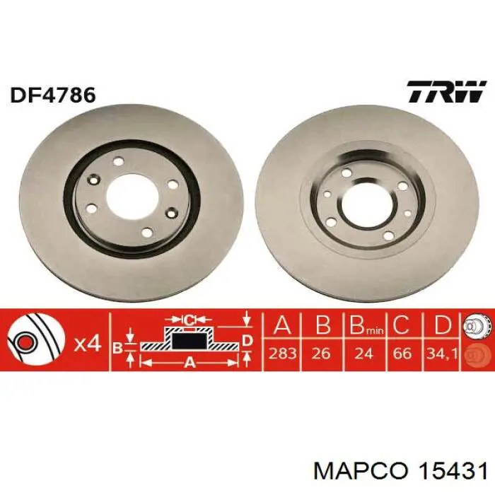 Freno de disco delantero Citroen C4 UD