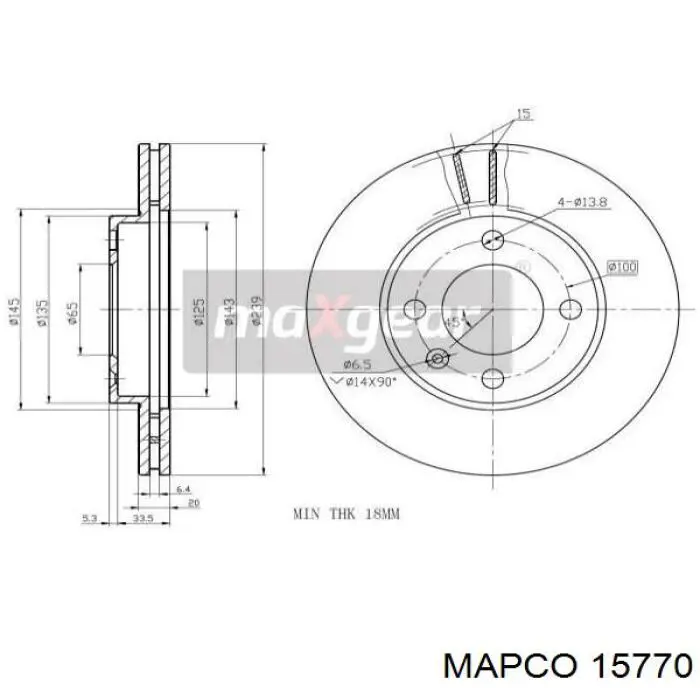 Disco de freno delantero Mapco 15770
