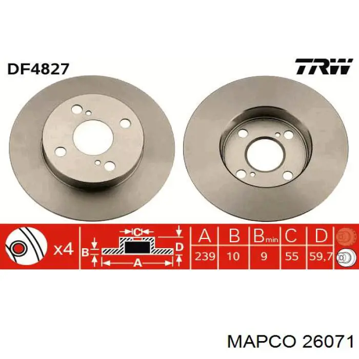 Cojinete de rueda delantero 26071 Mapco